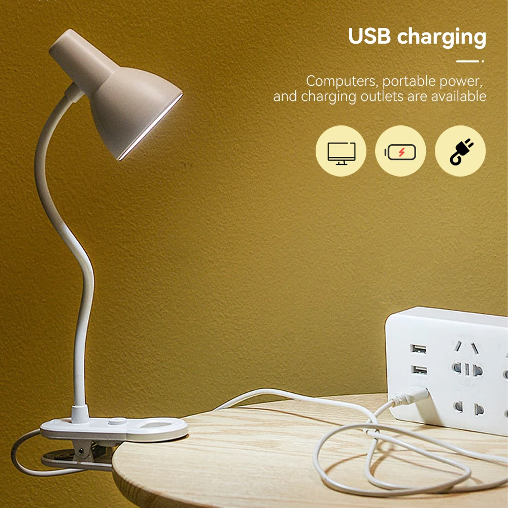 LED Eye Protection Book Night Light Adjustable Angle Mini Clip-On Study Desk Lamp AA Battery USB Plug-in for Bedroom Reading 5