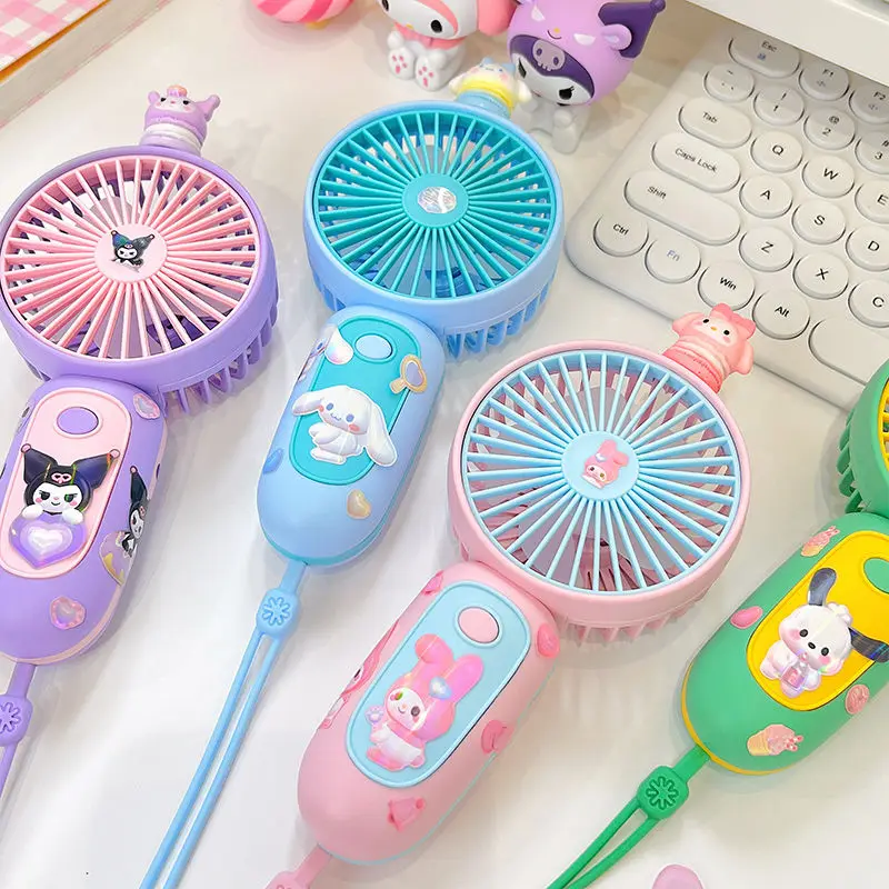 

Cinnamoroll Kuromi Anime Kawaii Sanrio Usb Charging Handheld Fan Cute My Melody Cartoon Holding Children Portable Fan Gifts
