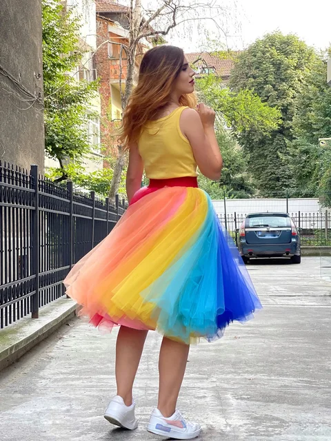 GONNA TUTU RAGAZZA ARCOBALENO Alta Qualità Gonna Donna Abito Fantasioso  Gonne Polla Festa 5056448344195