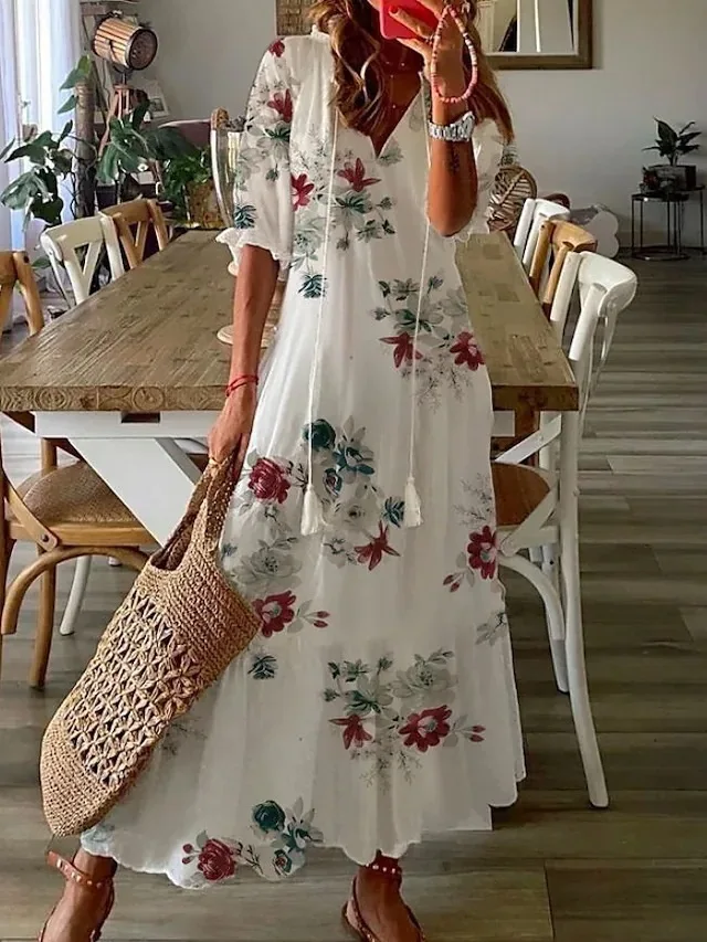 

Платье женское длинное в богемном стиле, элегантное модное повседневное свободное пляжное праздничное платье, весна-лето 2023