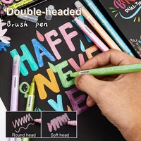 6/12/24pcs Dual Tip Metallic Brush Pens Soft Calligraphy Markers for Journaling Lettering DIY Art School Suppli 2