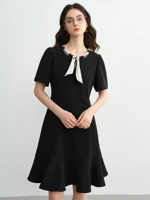 DUSHU Plus Size Women’s Clothing 2025 Summer New Polka Dot Ribbon Dress Slightly Fat Waist Hepburn Style Temperament 25DS82334