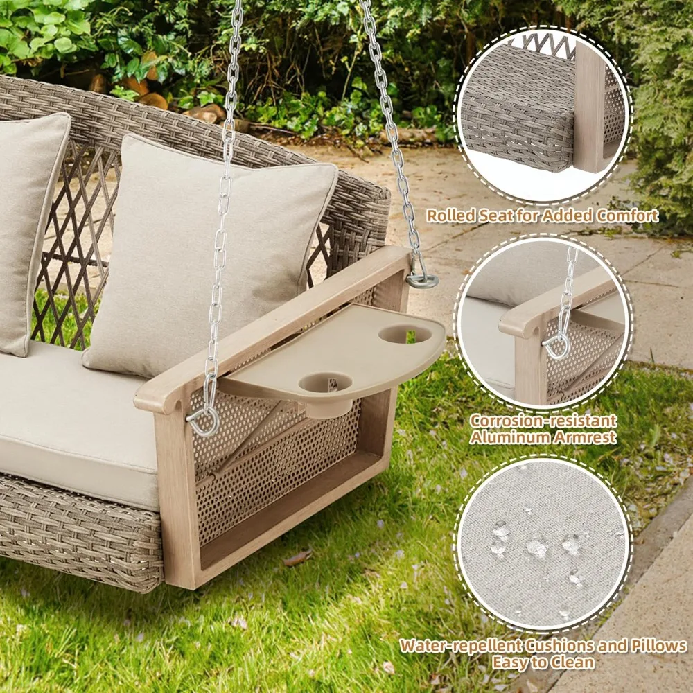 3-Person Wicker Porch Swing 5