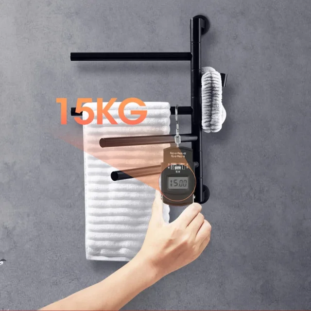 ราวแขวนผ้าเช็ดตัวแบบไฟฟ้าในห้องน้ำ พร้อมระบบทำความร้อนและอบแห้ง แบบซ่อน สีดำ ขนาดเล็ก 1