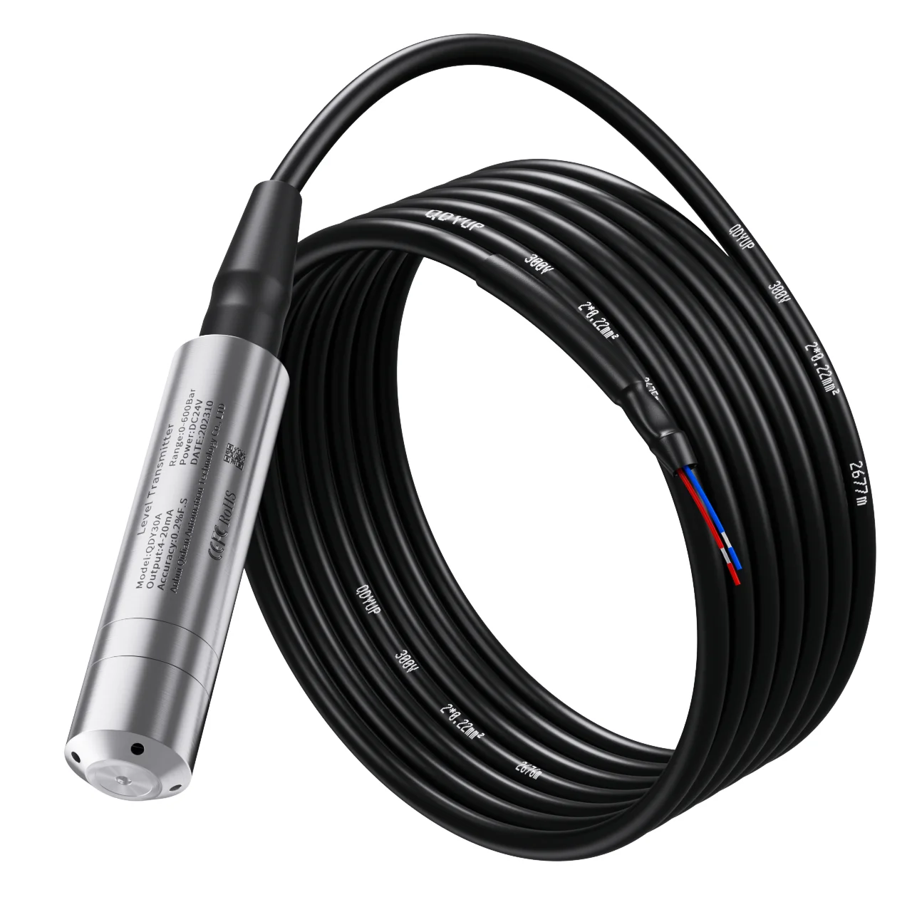 수중 액체 수위 변환기, 액체 레벨 송신기, 0-5m, 4-20mA, 0-10V, RS485 수위 센서 