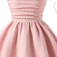Ensemble pour enfants, robe de princesse à bretelles à plusieurs niveaux, rose uni, Style doux, vêtements pour fête d'anniversaire et de rencontre 4