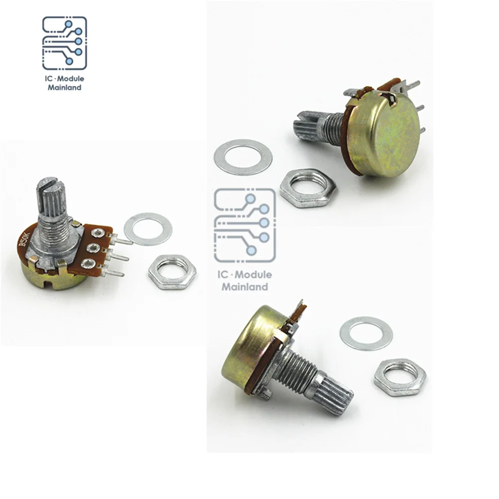 5PCS/Lot 1K 2K 10K 20K 100K 250K 1M Ohm Variable Resistors Dual Linear 6 Pin Rotary Carbon Film Taper Potentiometer 20mm Shaft adjustable resistor linear potentiometer rotary potentiometer potentiometer kit trimmer potentiometer
