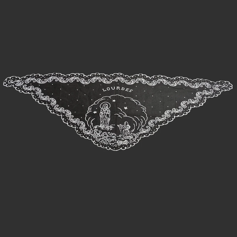 Embroidery Spanish Traditioanl Triangle Scarf Black and White Christian Church Veils for Women