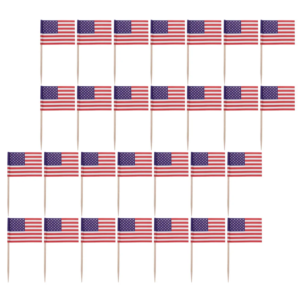 

Americans Flags Flag Stick Cupcake Topper Picks Red White America Country Decor Fruit Toothpick Appetizer Cocktail Skewer Blue