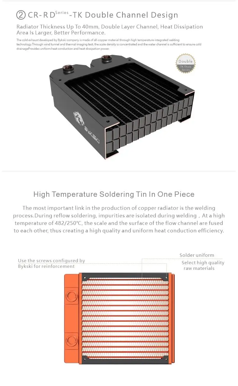 Radiador Bykski-cobre para refrigeração a água, 140mm,