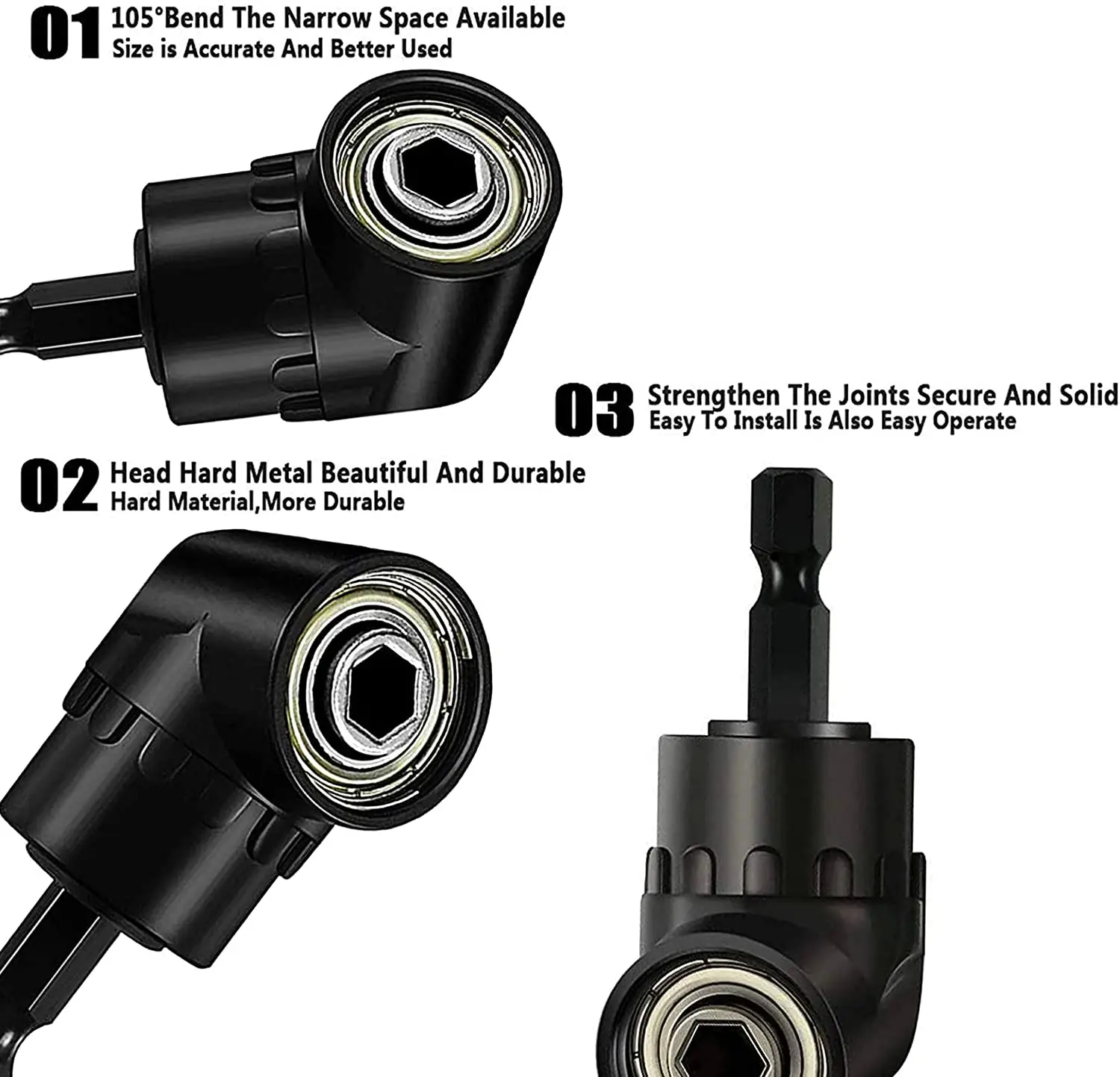 Description Picture 6 of itemPower Drill Sockets Adapter Sets, Rotatable Universal Joint Swivel Impact Square Drive Adaptor Screwdriver Bit