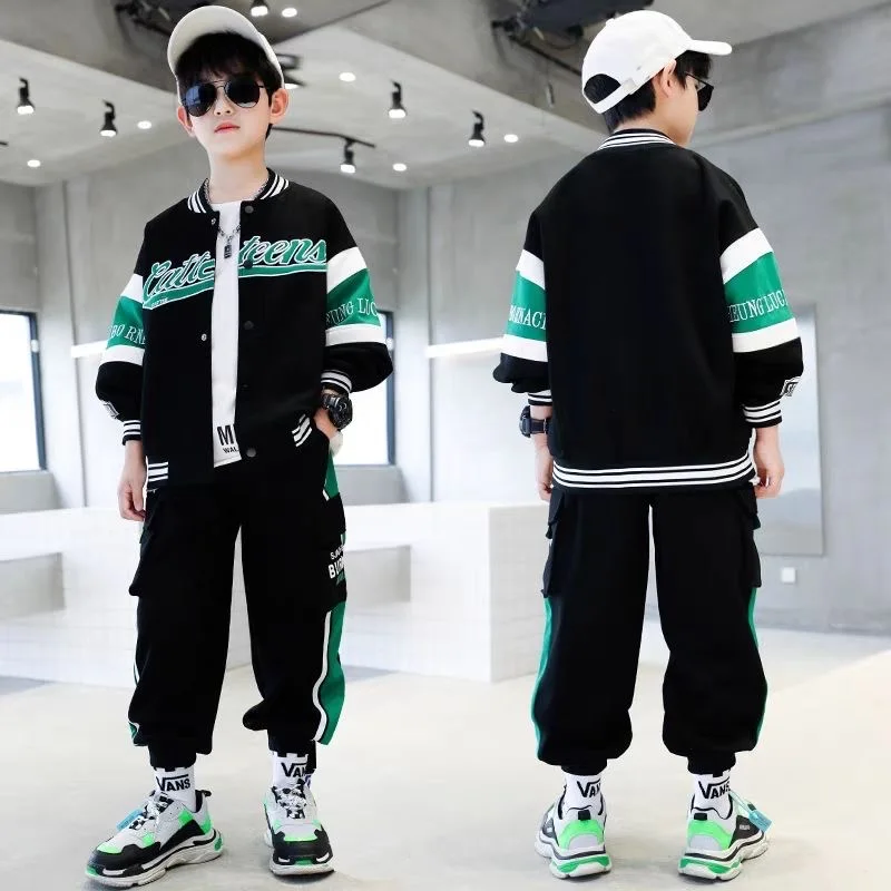 

2-16Y Spring Autumn Sports Sets Boy Fashion Clothes set Sweatshirts Long Sleeve Pullover + Sweatpants Suit Boys Outfit 2Pcs