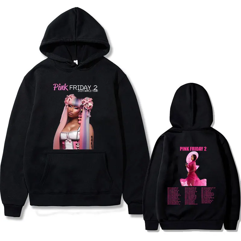 Rap Queeen Nicki Minaj Pink Friday 2 Album Print Hoodie Male Fashion Hip Hop Sweatshirt Men Women Vintage Oversized Streetwear