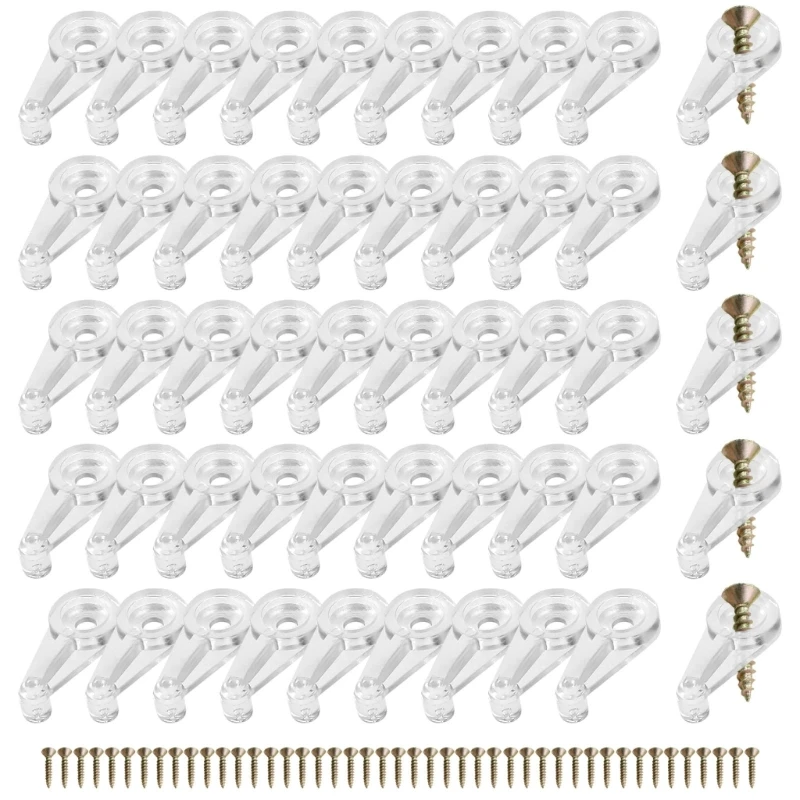 Y1UU 50pcs Glass Retainer Clips Kits Glass Cabinet Clips with Screws for Fixing Glass