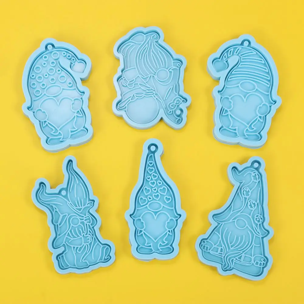 Silicone Mold Merry Christmas Keychain Garden Elves Epoxy Resin Mold Faceless Doll Dwarf DIY Craft Jewelry Pendant Casting Tool