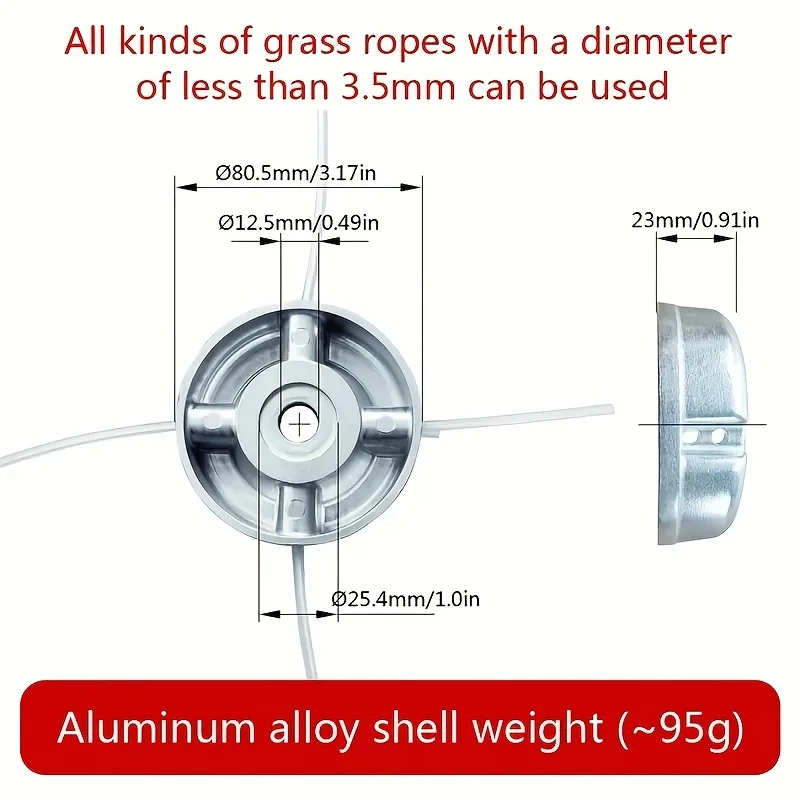 Mower head 1/2/4PCS Universal Aluminum Alloy Lawn Mower Head Nylon Steel Lawn Mowing Line Mower Replacement Parts
