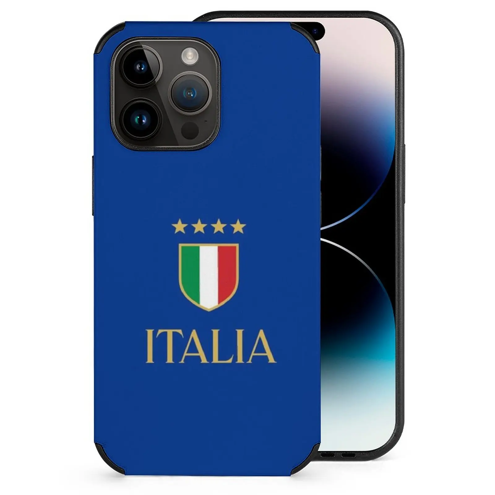 Custodia In Fibra D'Oro Italia Per Apple Iphone 14 13 12 11 Mini Pro Max Xr 8 7 Plus Custodia Nera Per Telefono Italia Italia Italia Italiano Calcio