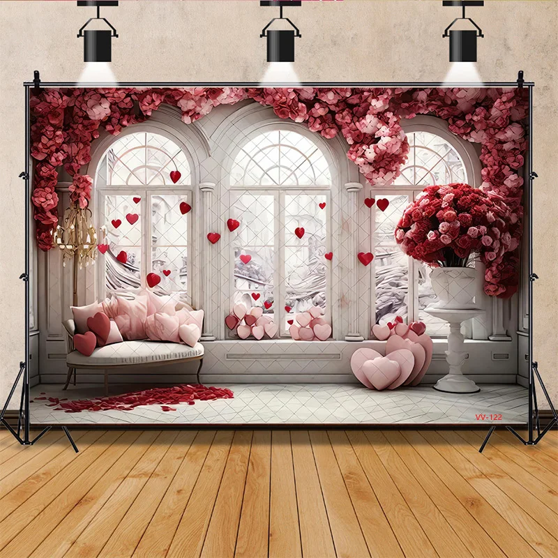 

SHUOZHIKE Valentine's Day Photography Backdrops Props Lover Rose Flower Wall Wedding European Winow Photo Background AL-08