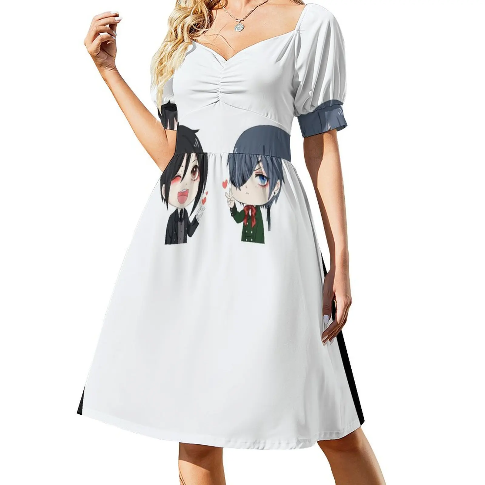 

Chibi Себастьян Michaelis & Bocchan вечернее платье без рукавов женское роскошное вечернее платье для вечеринки