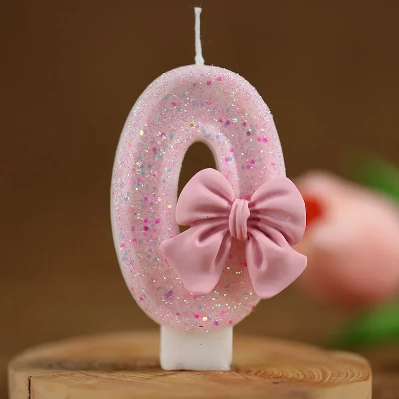 Adorable Pink Bow 3D Cake Candles for Birthday Celebrations