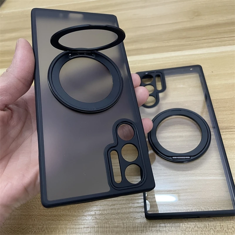 Magnetic Ring Stand Transparent Case with Protective Shell