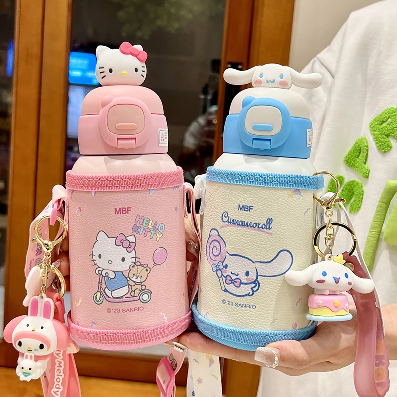 Sanrios Kawaii My Melody Hello Kittys Cinnamoroll Screw Cap Coffee Cup  380Ml Cartoon Doll Head Cute Student Thermos Cup - AliExpress