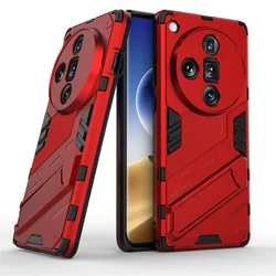 Luxury Shockproof Armor Phone Case with Magnetic Stand and Holder for OPPO Find X7 Ultra 5G (Red)