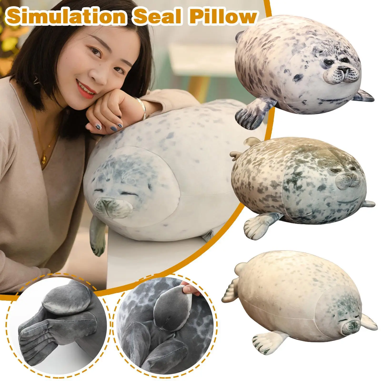 

200pcs 20CM Angry Blob Seal Pillow Chubby 3D Novelty Sea Lion Doll Plush Stuffed Toy Baby Sleeping Throw Pillow Gifts