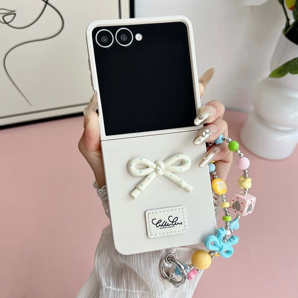 Candy Color Skin Feel Bow Tie Phone Case with Lanyard - Shockproof Protective Back Cover