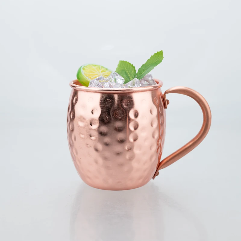 Handcrafted Pure Copper Moscow Mule Mug – Classic Hammered Finish for Cocktails and Beverages