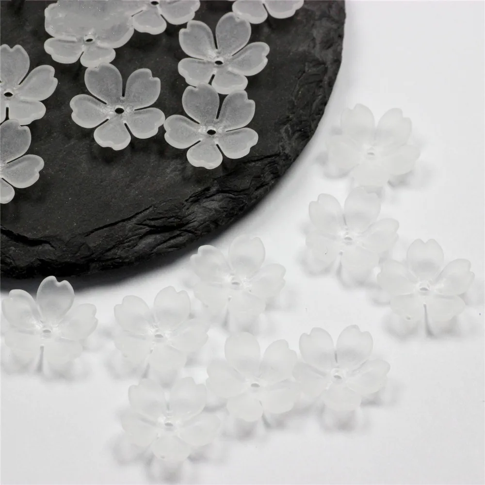 50Pcs 15MM Fünf Blütenblatt Blume Form Acryl Perlen Lose Spacer Perlen Für Schmuck Machen Diy Armbänder Handgemachte Accessoires – Detail 2