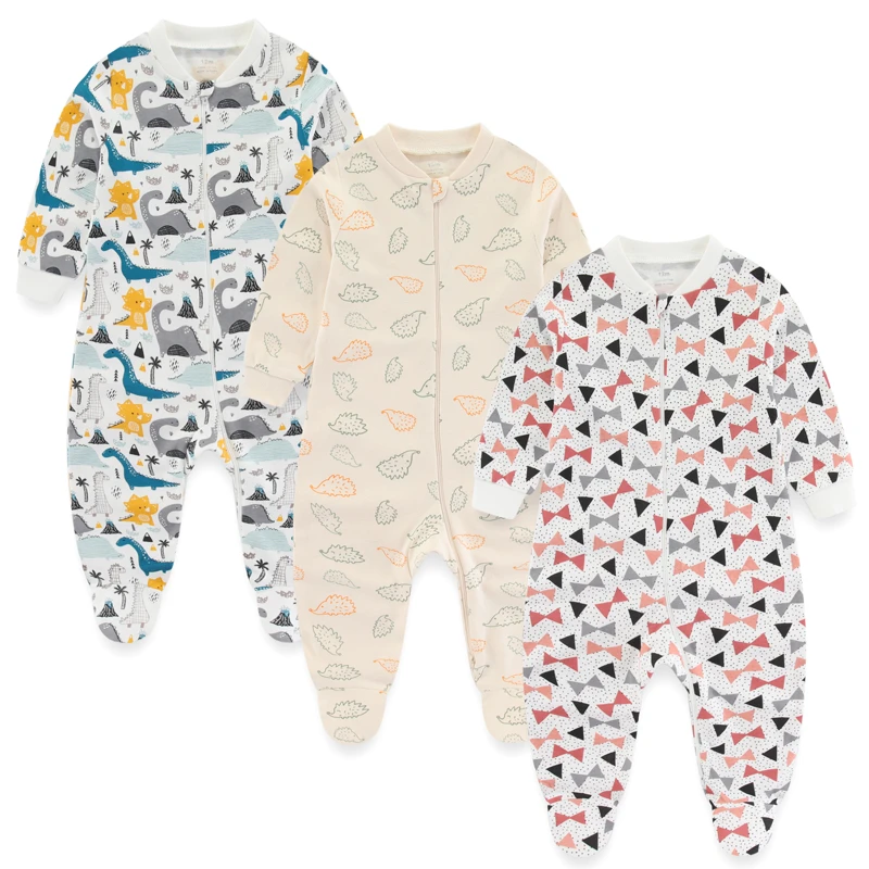 Cotton Baby Girl Clothes 3Pieces Cartoon New Born Baby Boy Clothes Sets Long Sleeve Autumn Footie Jumpsuits Zipper Spring Bebes