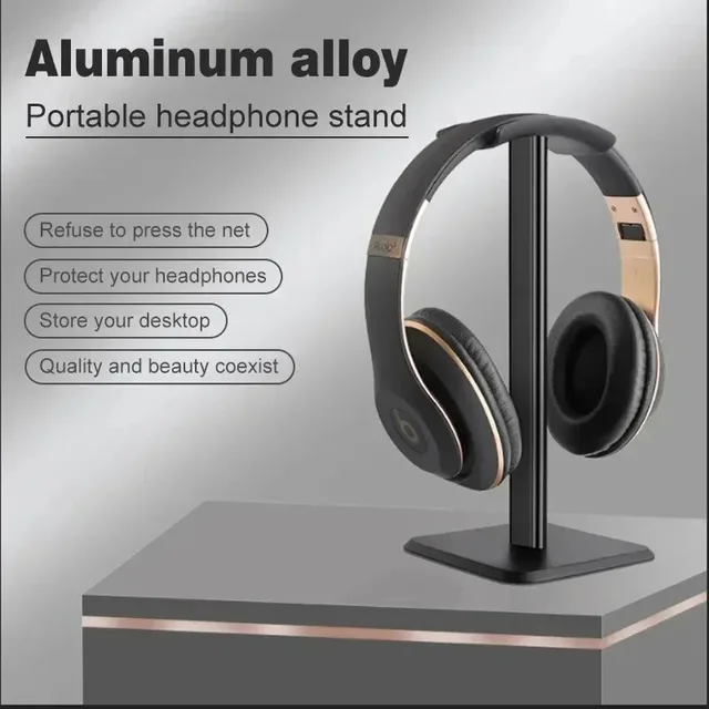 1Pcs Durable Aluminum Alloy Headphone Stand - Space-Saving Desk Organizer with Secure Grip for Gaming Headsets, Earphones