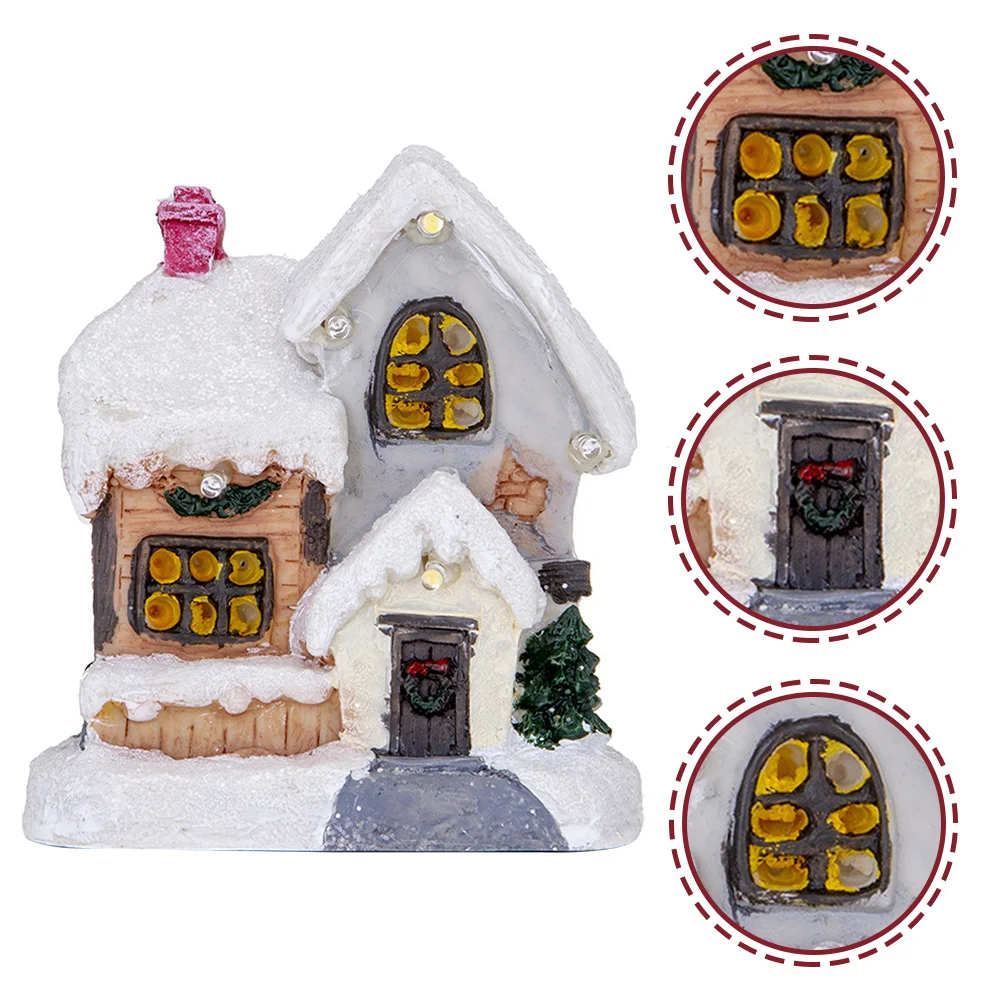 

Christmas Glowing House Table Ornament Lighted Miniature Desk Village Houses Figurine up Decor Gifts for Stocking Stuffers