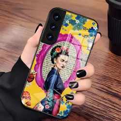 Frida Kahlo Shockproof Glass Phone Case - Samsung A54 (Black1)