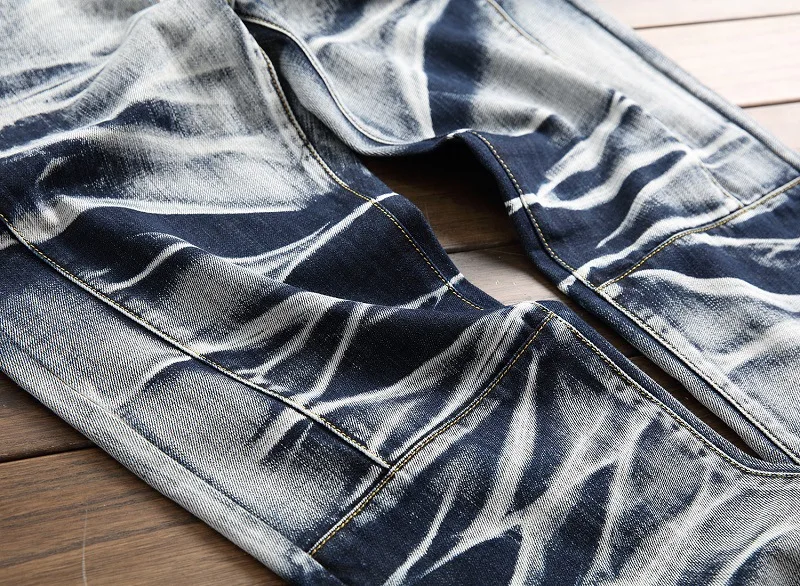 American Retro Jeans for Men High Street Causal Pants Pleated Distressed Washed Straight Jeans Youth Male Fashion Y2k Streetwear