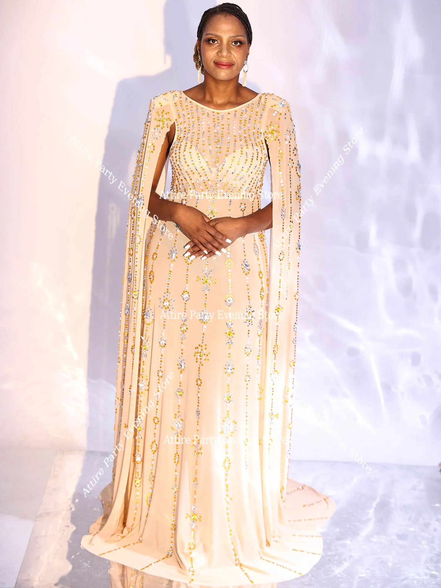 

Full StoneReflective Cloak Drag Queen Opera SingerSpecial Ocassion Luxury Crystal Prom Dresses Long Women Evening Gowns Stage