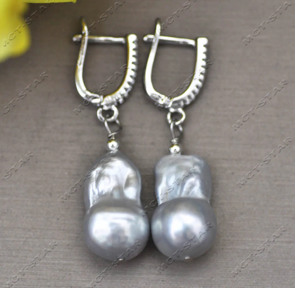MTC·STAR  Z13240 Set Gray Baroque Keshi Reborn Pearl Necklace Bracelet Earring Custom Jewelry 3