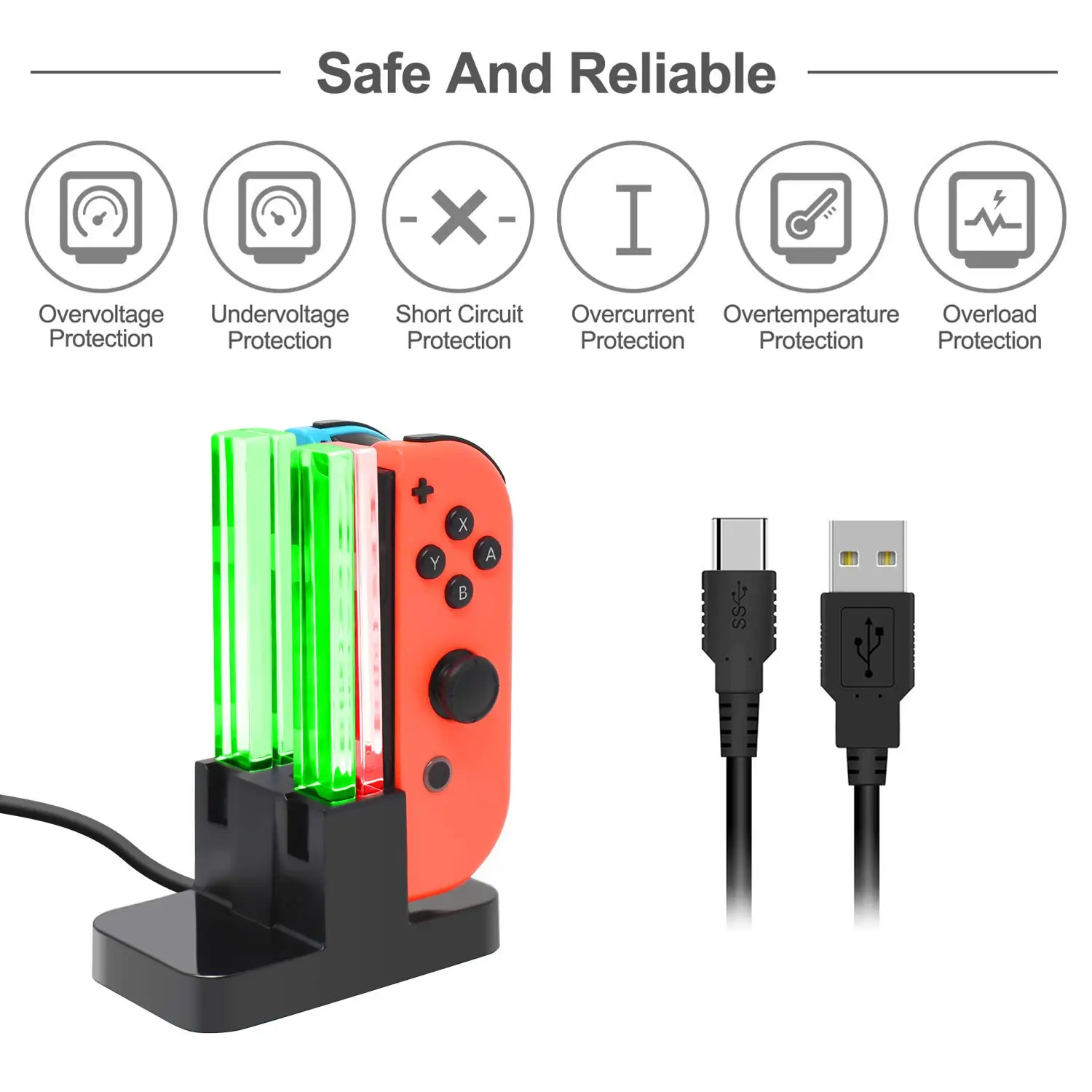 LED 표시등이 있는 DOBE 충전 도크, 조이콘 및 OLED 모델 컨트롤러용 스위치와 호환
