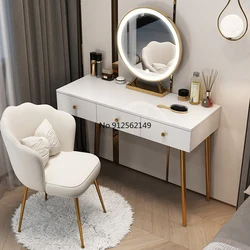 Coiffeuse lumineuse de luxe, coiffeuse de chambre à coucher, meuble de vanité avec miroir 