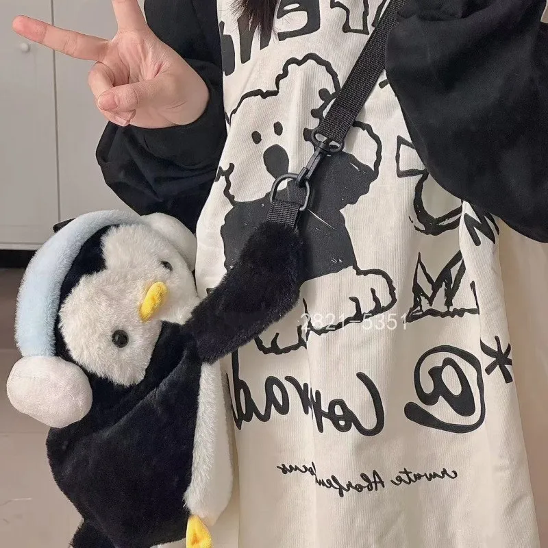 Women Penguin plush mobile Phone bag Backpack Cute backpack girl Cartoon Doll shoulder bag women handbags