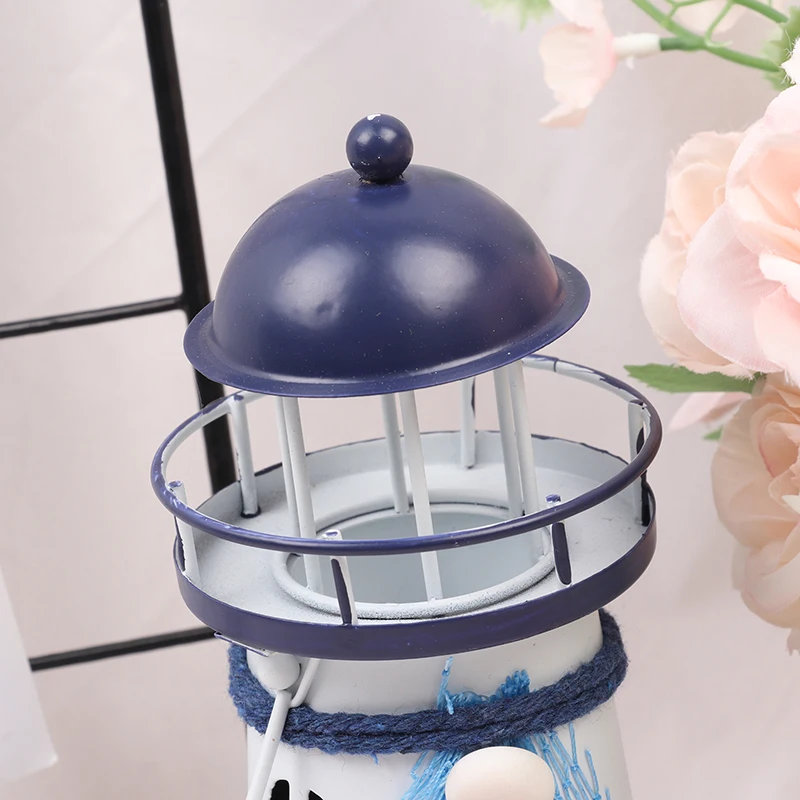Candle Holders Mediterranean Tower Candle Holder Lighthouse Iron Candlestick Table home Holiday Wedding Party Desktop Decor Metal Candle Holder