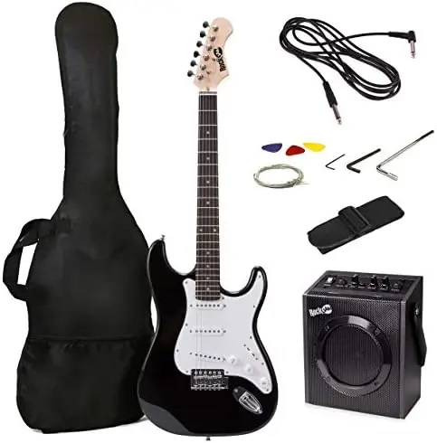 

Electric Guitar Superkit with 10-watt Amp, Gig Bag, Picks & Lessons 6 String Pack, Right, Sunburst, Full (RJEG03-SK-SB)