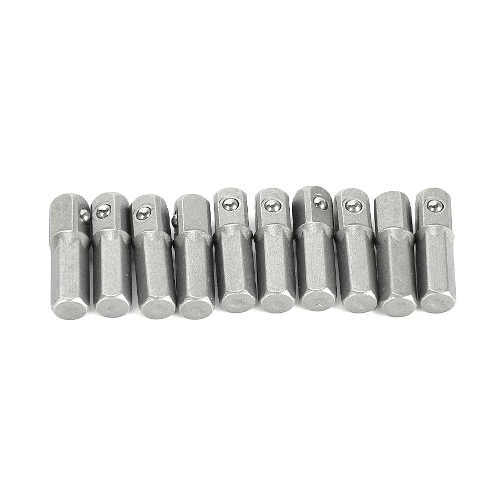 Socket Adapter Adapter 1/4 Hex Shank To 1/4 Socket Set Spring Loaded Ball Bearing On Head Holds Sockets Securely