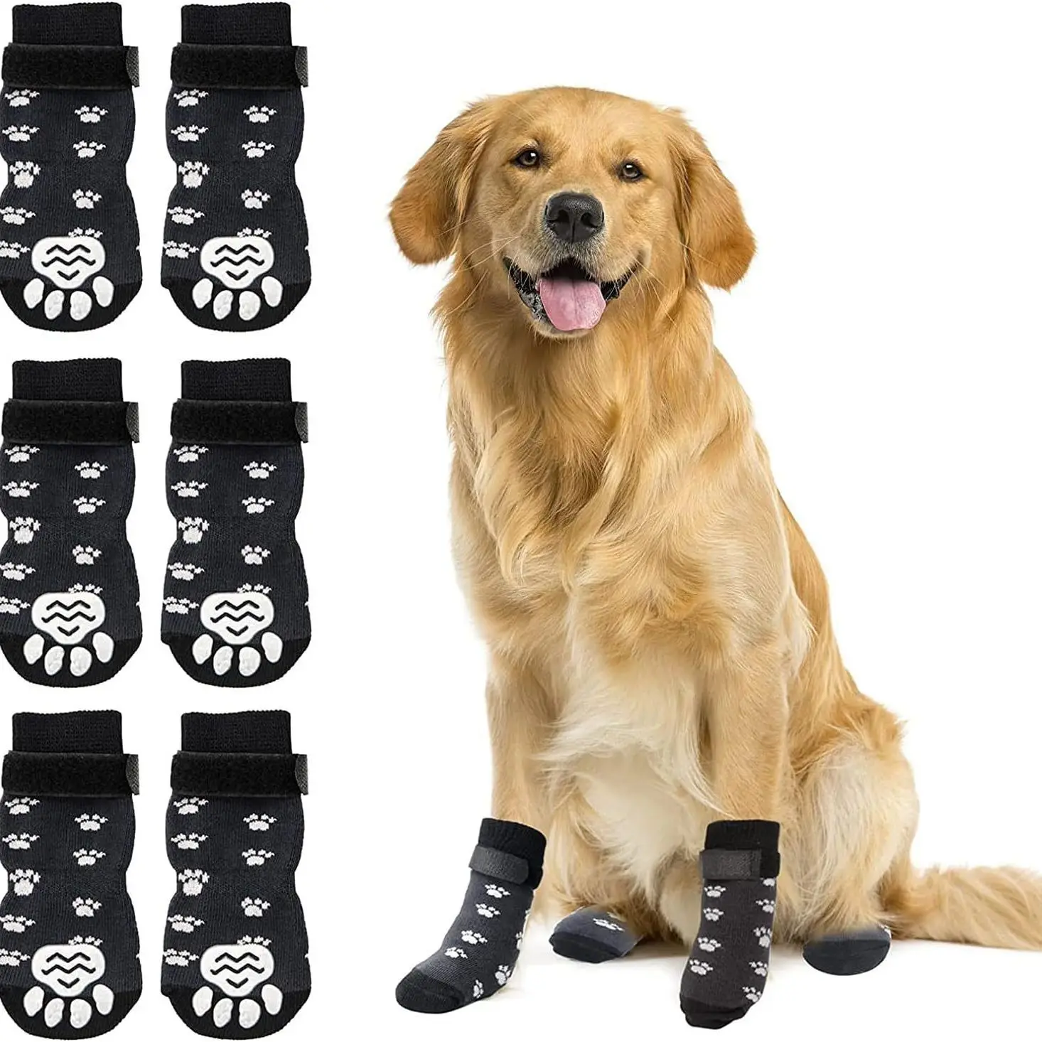 

4 шт. нескользящие носки для собак, защита лап, контроль сцепления, регулируемая внутренняя одежда, вязаные носки для домашних животных, носки для собак, аксессуары для домашних животных