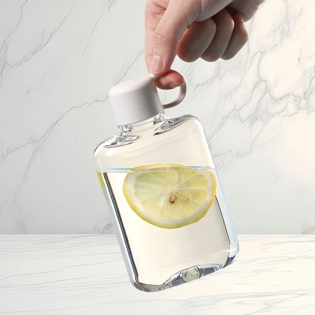 Water Botlte Flat Bpa Free Sport Clear Plastic Crystal Drinks Kettle Notebook Milk Juice Transparent Drinkware Birthday Gift 2