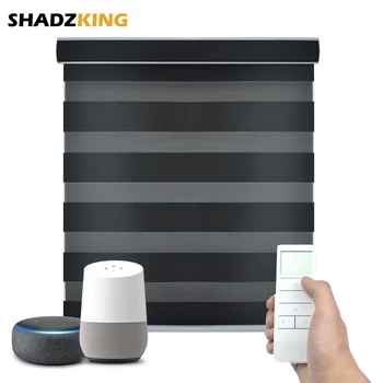 Shadzking Luxury Zebra Blinds Motorized for Window Blinds Roller Day and Night Privacy Protection Zebra Shades for Sliding Doors 1