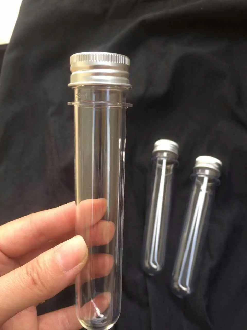 플라스틱 실험실 시험관, 40ml 조각, 캡이 있는 투명한 시험관, 학교 실험실 용품 액세서리