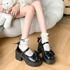 Women's High Heels 2024 High Quality Square Heels Mary Jane Bow Round Toe Buckle Dress Party Women's High Heels Chaussure Femme 4