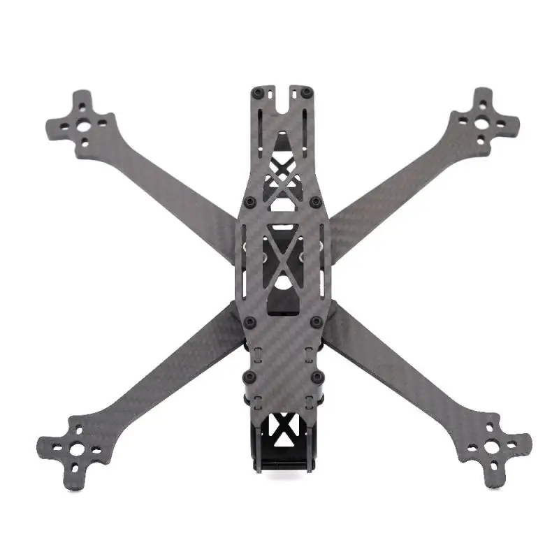 Vue de dessus du cadre TBS SOURCE ONE V6 5 pouces pour Drone FPV de Course avec emplacements pour composants.